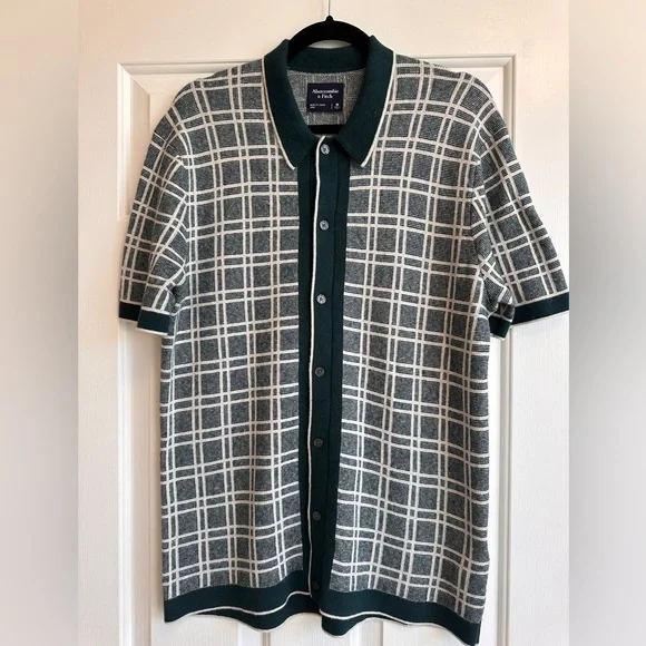 Abercrombie & Fitch Men’s Green checked Knit Sweater Polo Shirt!
Size M - Picture 1 of 4
